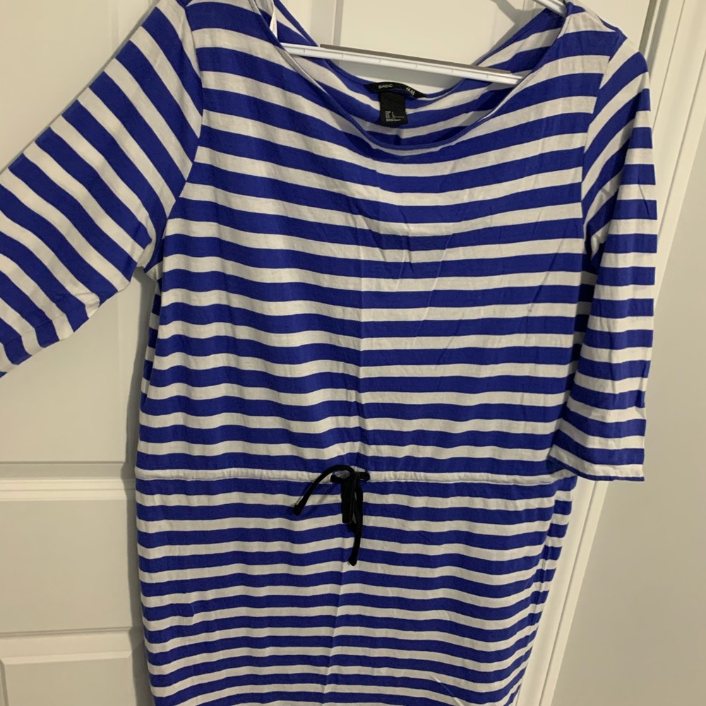 Blue and White Striped Dress